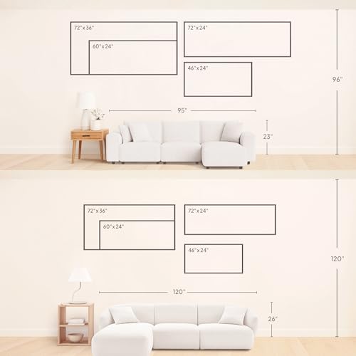 24"x46" Extra Large Framed Wall Art Flying Cranes Over Sunlit Hills Illustration for Home Living Room Bedroom Decor