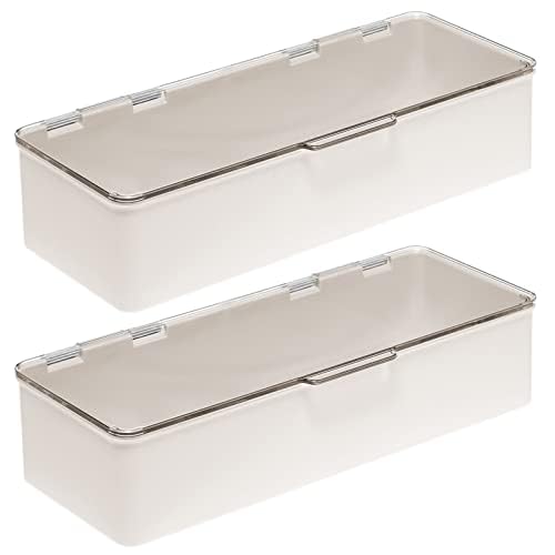 Long Plastic Cosmetic Storage Organizer Box Containers (2 Count)
