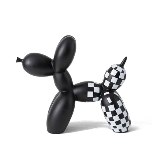 Resin Balloon Dog Statue with Checkered Pattern