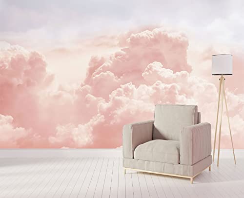 Pink Clouds wall Mural Wallpaper for Bedroom 137" x 100" (95.12 Sq Ft)