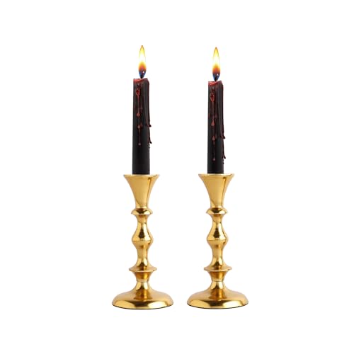 Gold Candle Holders Set of 2 Decorative Centerpiece Table Candlesticks Holders for Taper Candles Home Decor Easter Candle Holders for Dinner Party Wedding Decorations