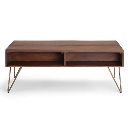 Hunter 48" Wide Solid Mango Wood Coffee Table in Umber Brown