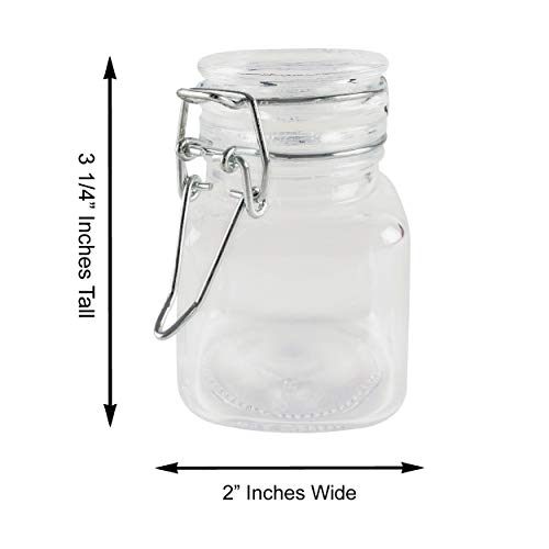 3 1 4" Square Glass 3oz Jar with Hinge Glass Lid for Home Kitchen (4 Count)