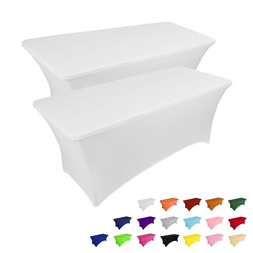 2 Pack 4FT Table Cloth for Rectangular Spandex White Table Cover (2 Count)