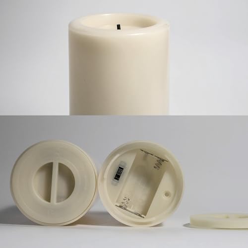 Outdoor Battery Operated Flameless Candle with Auto Daily Cycle Timer Waterproof Flickering Plastic Electric LED Pillar Light for Lantern Patio Garden Wedding Party Decorations 3”x4”