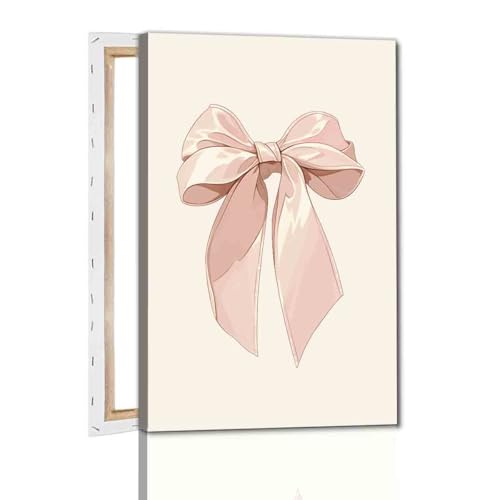 Pink Bow Pictures Watercolor Bow Picture Bows Poster Light Pink Bows Poster Preppy Coquette Posters Trendy Aesthetic Wall Art Girly Room Decor 16x24inch Framed