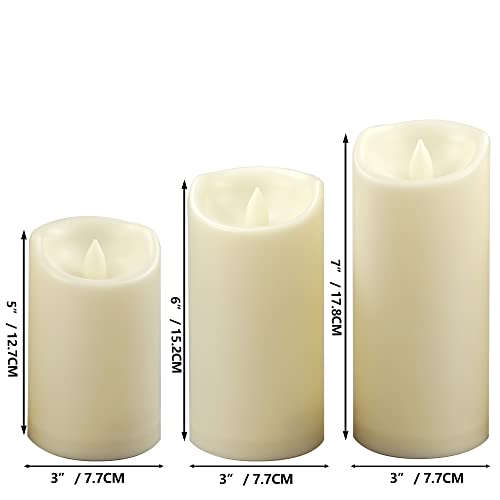 Outdoor Battery Operated Flameless LED Pillar Candles with Auto Timer 3 PCS (3 Count)