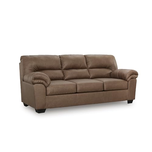 Caramel Faux Leather Sofa