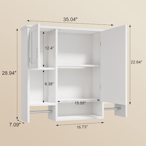 Large Bathroom Wall Cabinet with Mirror