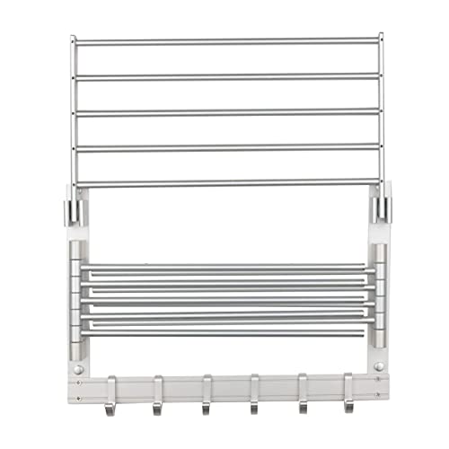 BGT Wash Clothes Drying Rack Wall Mount Laundry Room Organizer with Hooks & Swing Arms