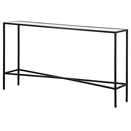Henley 55'' Wide Rectangular Console Table with Glass Top in Blackened Bronze