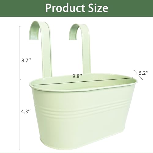 4 Pack 10" Balcony Hanging Metal Fence Planters Flower Pots (4 Count)