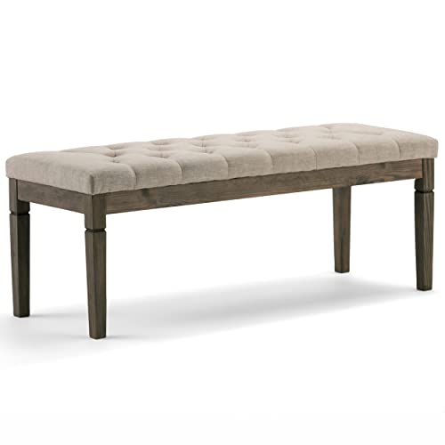 Waverly 48" Wide Linen Look Rectangle Ottoman in Natural