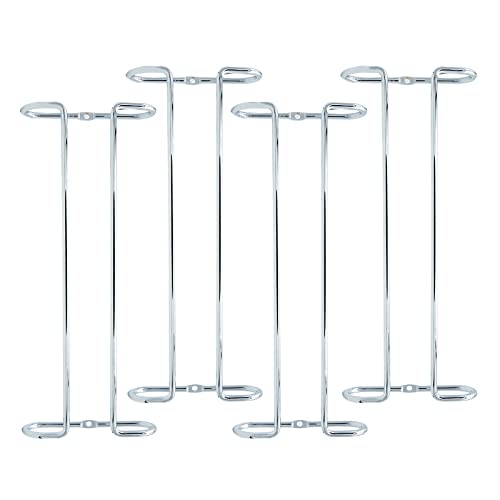 10 Inch Wine Glass Rack Under Cabinet Shelf Stemware Storage Hanging Hanger Organizer Glasses Holder with Drying Under Counter Metal for Kitchen and Bar Set of 4 Silver (4 Count)