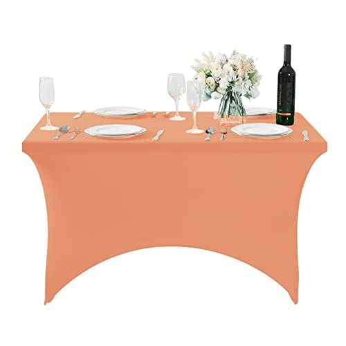 Spandex Table Cover for 4FT or 6ft or 8ft Table Universal Fitted Stretch Tablecloth for Party