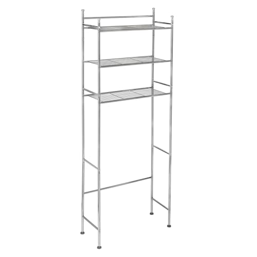 Over-the-Toilet Bathroom Storage Shelf, Steel, Chrome, 3-Tier