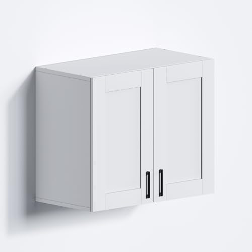 White Laundry Room Cabinets and Storage with 2 Doors and Utility Adjustable Shelf