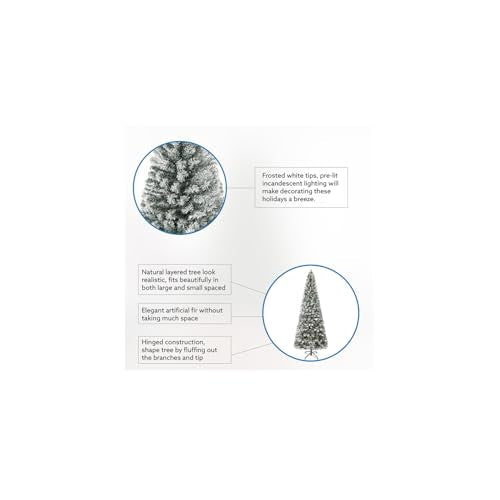 Salzburg 7.5ft Frosted Prelit Slim Artificial Christmas Tree with 1102 Branch Tips