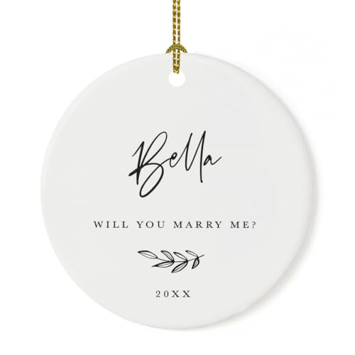 Personalized Engagement Proposal Round Ceramic Porcelain Christmas Tree Ornament Keepsake Gift