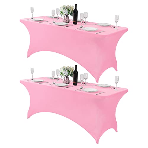 2Pack Spandex Table Cover for 6Ft or 4fT or 8ft Table Universal Fitted Stretch Tablecloth for Party (2 Count)