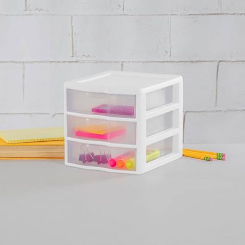 Clearview Plastic Multipurpose Small 3 Drawer Desktop Storage Organization Unit for Home (6 Count)
