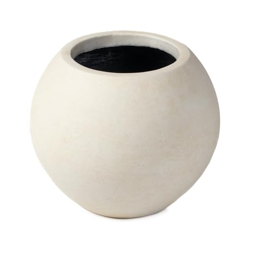Ash & Ember 16" Round Sphere Satin Ivory Planter