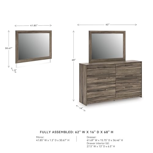 Jusika 6 Drawer Dresser and Mirror Set