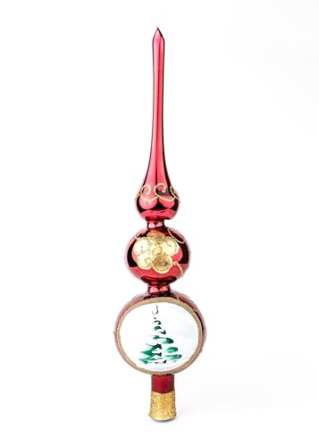 Christmas Tree Topper Mouth Blown Finial Tree Topper Midcentury Tree Topper Hand Decorated Made in Poland