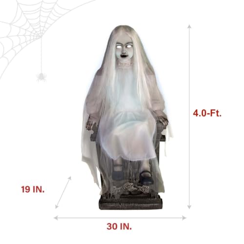 4.0 Ft. Sitting Tombstone Girl Animatronic by Tekky