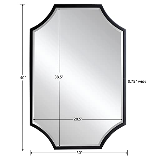30"x40" Sleek Black Metal Scalloped Decorative Wall Mirror