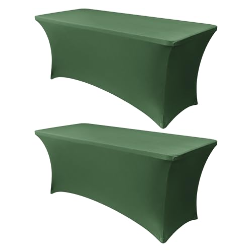 6ft Blackish Green Stretch Spandex Table Cover (2 Count)