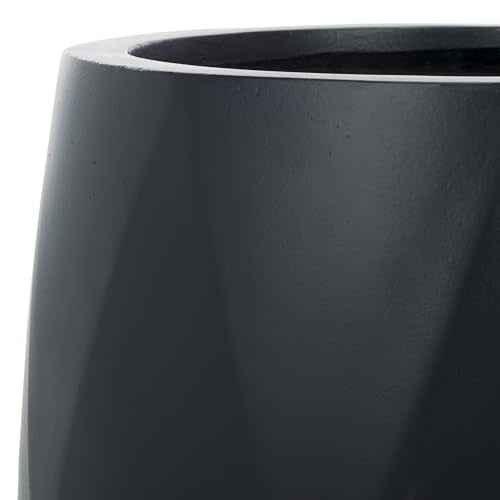 Outdoor Collection Kane Black Cement Ficonstone Planter Pot Set of 2 (2 Count)