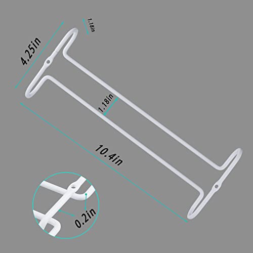 set 2 White Wine Glass Rack Under Cabinet Shelf 10 Inch Stemware Storage Hanging Hanger Organizer Glasses Holder with Drying Under Counter Metal for Kitchen and Bar (2 Count)