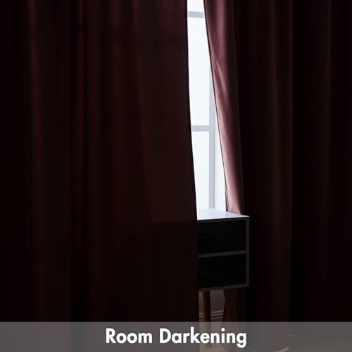Dusty Rose Pink Velvet Room Darkening Curtains for Bedroom W52xL132 (2 Count)