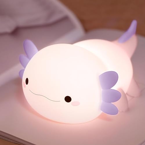 Purple Axolotl Night Light for Kids