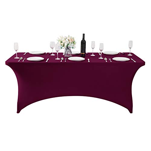 Spandex Table Cover for 6Ft or 4fT or 8ft Table Universal Fitted Stretch Tablecloth for Party