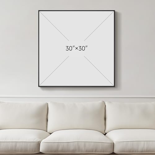 Framed Modern Blue White Abstract Wall Art Decor for Living Room