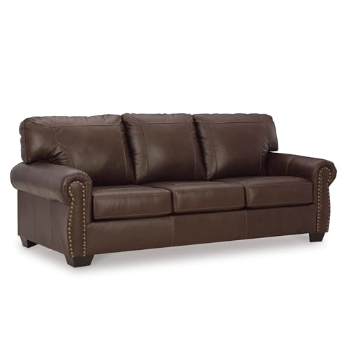 92 in Classic Leather Sofa Couch