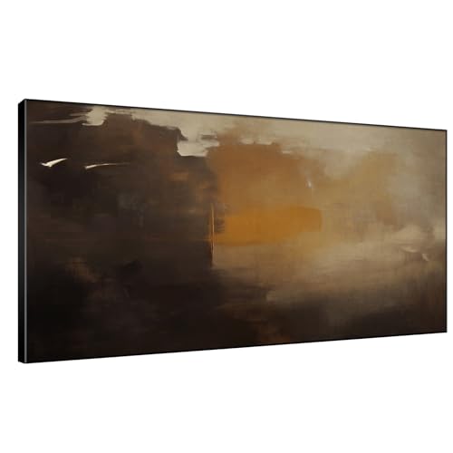 24"x46" Extra Large Framed Wall Art Abstract Dark Horizon Moody Landscape Illustration for Home Living Room Bedroom Decor