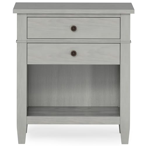 Carlton 24" Wide Solid Wood Bedside Table in Fog Grey