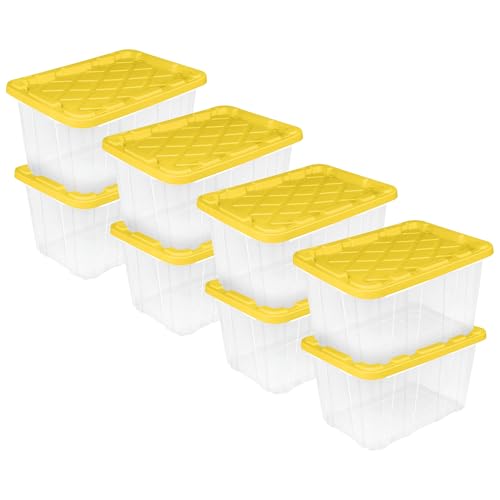 Industrial Storage Tote with Lids for Garage (8 Count)