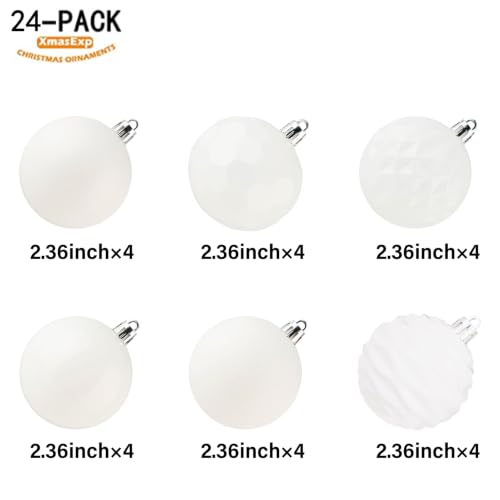 24ct Christmas Ball Ornaments Shatterproof Xmas Tree Hanging Balls Decorations Perfect for Halloween Decorations Holiday Wedding Christmas Decor (34 Count)