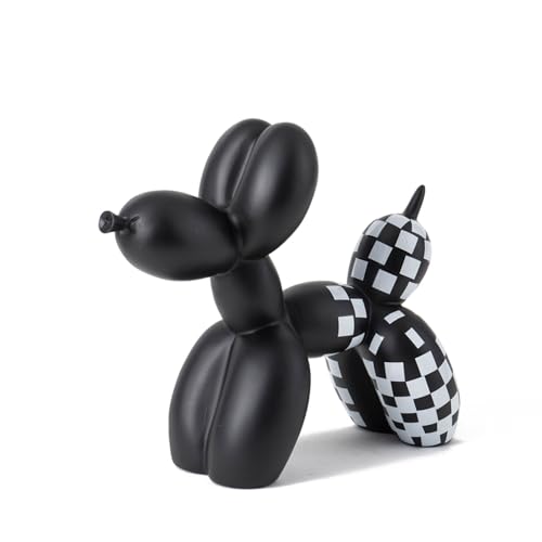 Resin Balloon Dog Statue with Checkered Pattern