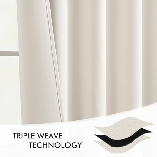 Ivory Back Tab Blackout Curtains 52x63 Inches Long 2 Panels Set (2 Count)