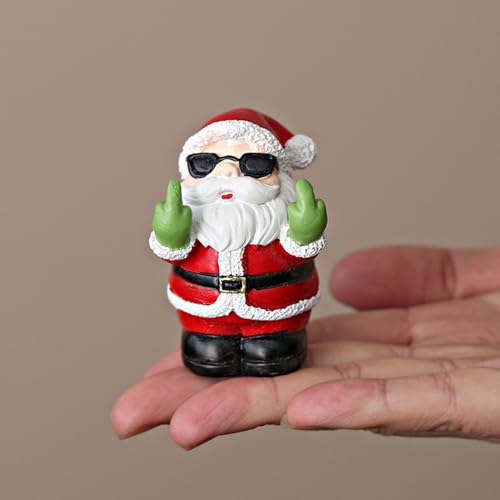 Christmas Santa Claus Finger Statue Christmas Party Santa Decor Mini Artificial Stone Santa Claus Figurine Sculpture Cute Cartoon Tabletop Ornaments for Xmas Funny Gifts