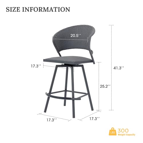 Patio Bar Stool Chairs with Footrests and Padded Seat (2 Count)