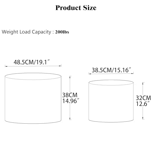 19.09" Modern Leather Round Coffee Table Set