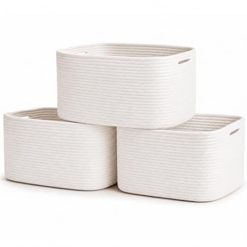 Cotton Rope Baskets for Shelves (3 Count)