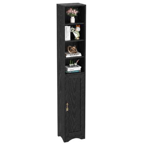 Narrow Bookcase with 6 Adjustable Shelves