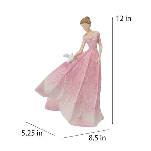 Pink Leaf Angel Girls Fairy Statue